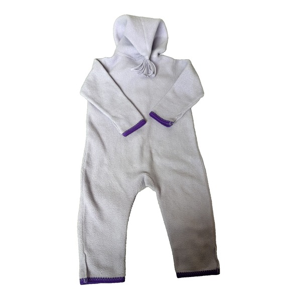 Hanna Andersson Floral Lavender Zip Up Hooded Sleeper Playsuit Sz 30 / 12-18 Mos - Picture 2 of 4